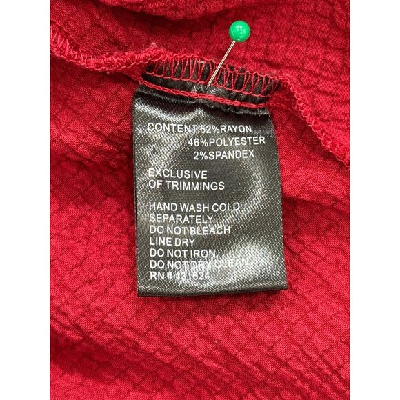 Calessa Womens Red Tunic Top Embroidered Floral V-Neck Boho Size 2X - Picture 7 of 7